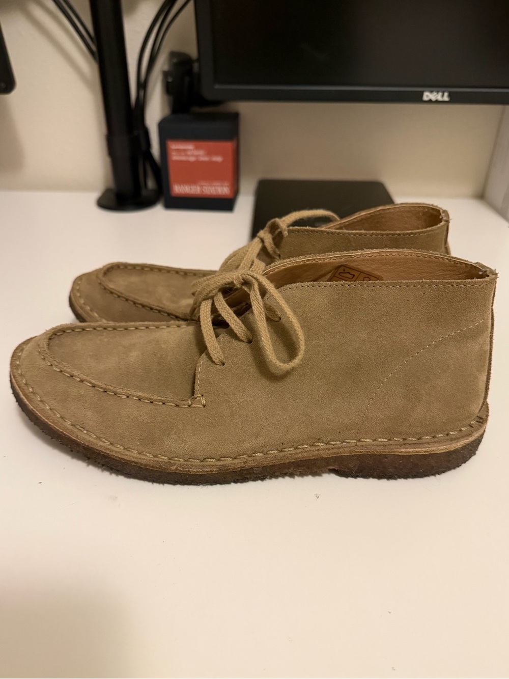 J.Crew Suede Leather Macalister Chukka Boot Moccasin Toe Stone Tan Size 7 EU 40
